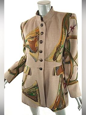 Hermes Rare cashmere blend printed coat jacket